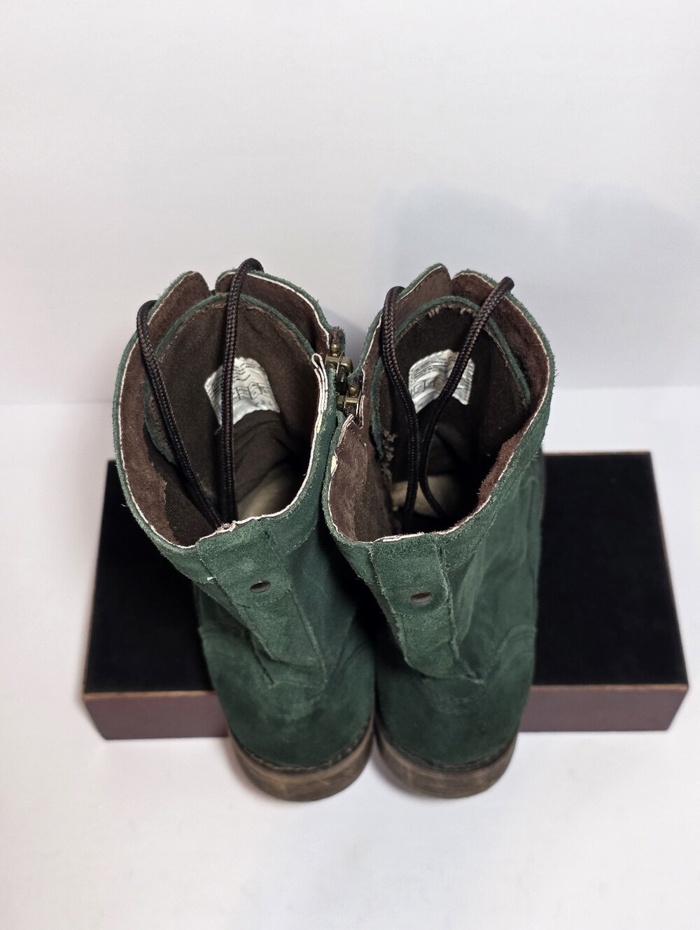 Skechers Womens 9 Green Suede Lace Up Side Zip Tall Combat Boots Cap Toe 48360 - Picture 11 of 15